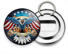 Patriotic American Bald Eagle Flag Wings Beer Soda Bottle Opener Keychain Gift - £12.52 GBP