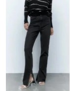 Women&#39;s Zara 8 Split Leg Basic Z1975 Black Denim Bootleg Flare Jeans - $21.78