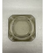 Vintage Clear Light Gray Smokey Glass Ash Tray 3.5” Square - $10.32 CAD