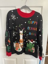 Happy Llama Days Ugly Christmas Sweater Holiday Time Women’s Size Medium (8-10)  - £11.24 GBP