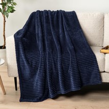 Pavilia Super Soft Fleece Throw Blanket Navy Blue, Luxury Fuzzy Plush, 5... - $31.99