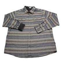Swiss Tech Shirt Mens XL Extra Blue Striped Outdoor Hike Stretch Button Up  - $19.68