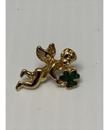 Angel Irish Leprechaun Four Leaf Clover Tie Pin Brooch KG Fashion Jewelry - $4.94