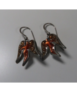 Angel Earrings Pink / Orange 925 Silver Dangle French Wire 2003 - £19.79 GBP
