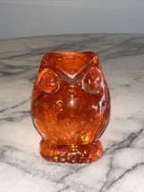 VINTAGE Orange Owl Glass Art Paperweight Japan Sticker 3&quot; retro groovy f... - £18.49 GBP