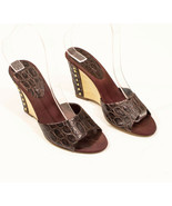 Bandolino Women&#39;s Brown Leather Snakeprint Wedge Slip On US 6M - $18.42