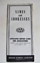 1951 AAA American Automobile Association Motor Clubs Directory Names &amp; A... - $5.95