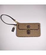 Coach Women&#39;s Brown Signature C Print Wristlet Clutch Leather Trim Buckl... - $44.81 CAD