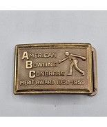 American Bowling Congress Belt Buckle Merit Award 1958-1959 Figural Bowler - $19.99