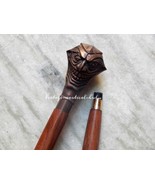 Wooden Walking Stick Cane Vintage With Nautical Antique Joker Face Head ... - £31.90 GBP