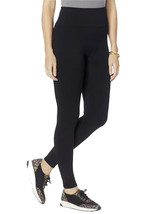 New Nina Leonard Black Stretch Full-Length Leggings Elastic High Wide Waist M - £4.64 GBP
