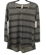 LuLaRoe Small Lynnae BLACK GRAY GREY Long Sleeved Shirt Top High Low Hem... - $9.42 CAD