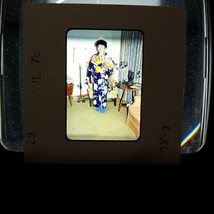 1978 Japanese Exchange Student Geisha Blue Dress, Gold Fan VTG 35mm Found Slide - £14.34 GBP