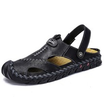 Summer Men&#39;s Sandals Leather Original Men Slippers Roman Designer Men Beach Sand - £38.88 GBP