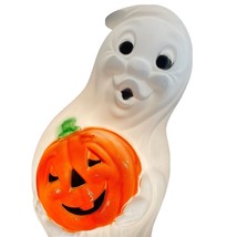 Halloween Blow Mold Ghost Hold Pumpkin General Foam Light Up Plastic Vintage - £87.92 GBP
