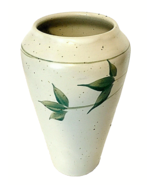 Canadian Art Pottery Vase by Eric Ciup 8&quot;H Speckled White w/Green Leaves... - £16.53 GBP