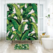 Banana Leaf Pattern 13 Shower Curtain Bath Mat Bathroom Waterproof Decorative Ba - £18.37 GBP+