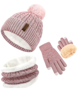 Senker Pink Winter Beanie Gloves Neck Warmer Set Women’s Soft Knit Cozy ... - $26.77 CAD