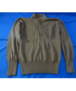 100% ACRYLIC WWII WW2 MILITARY BROWN 5 BUTTON MENS COL WEATHER SWEATER 3... - £19.76 GBP