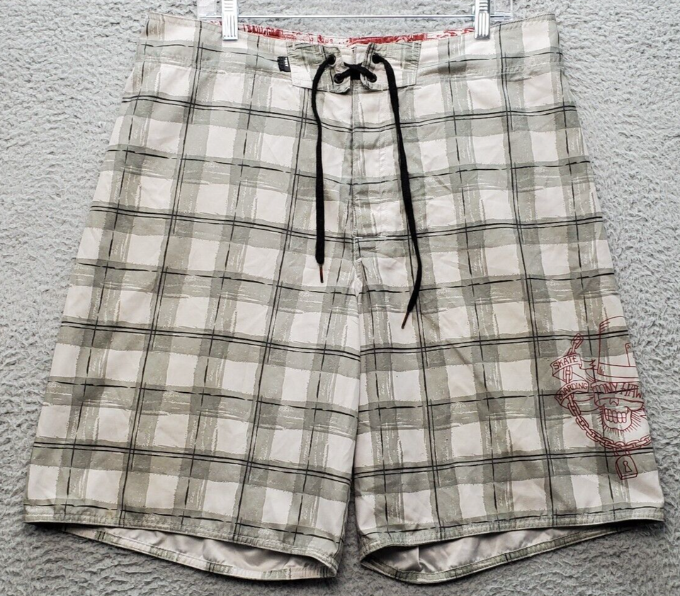 Tony Hawk Board Shorts Mens Size 34 Multi Plaid Swim Wear High Rise Draw... - $13.99