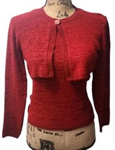 G.A.S Co Womens Size 26 Shrug Cardigan Red Button Up Crop - $19.79