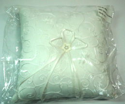 Wedding Ring Bearer Pillow Decorative Top Stitching Satin Bow Ivory 8&quot;x8... - £11.62 GBP