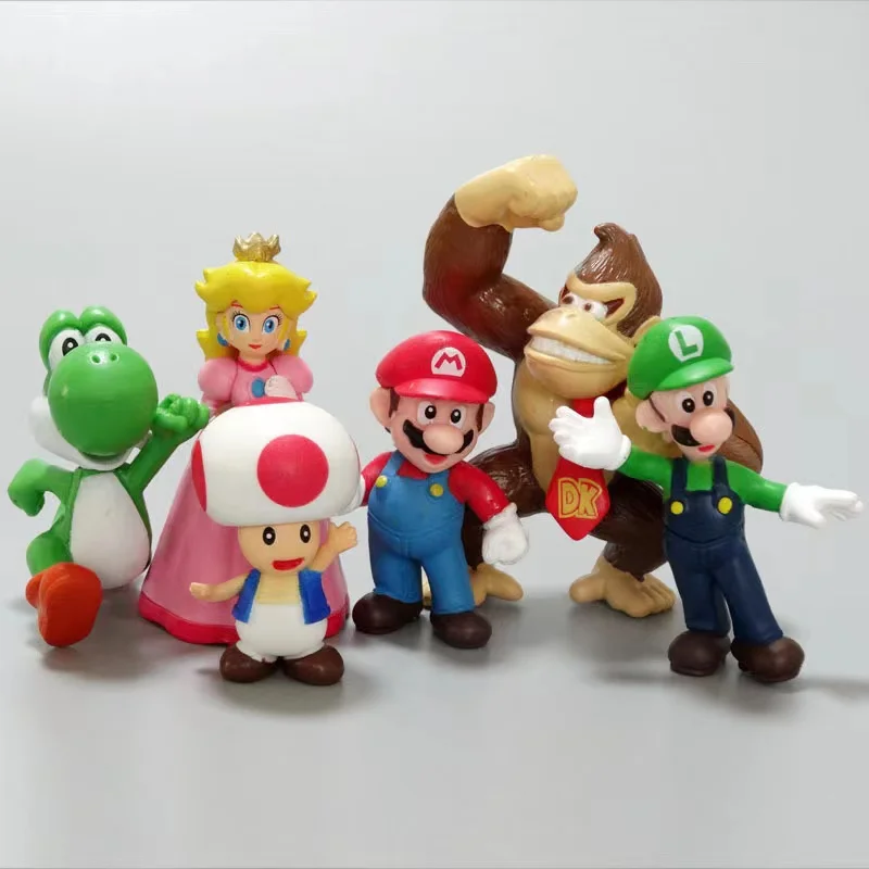 6pcs/set 3-7cm Super Mario Bros PVC Action Figure Toys Dolls Model Set Luigi - £10.58 GBP