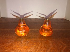 Pair 1968 Wondermold #960 Orange Pear Lucite/Resin Thin Taper Candlehold... - £19.30 GBP