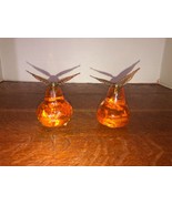 Pair 1968 Wondermold #960 Orange Pear Lucite/Resin Thin Taper Candlehold... - $34.19 CAD
