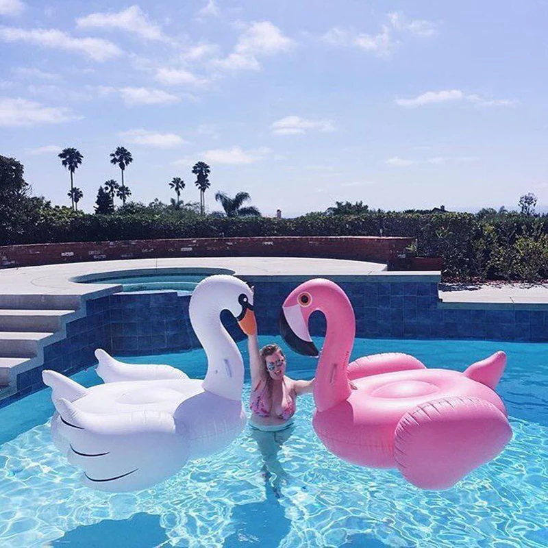Inflatable Flamingo Swimming Pool Toy Float Summer Island Giant Ride on White - £25.49 GBP+