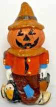 Vintage Halloween Pumpkin Scarecrow Candle 5.5&quot; SKU H467 - £13.58 GBP
