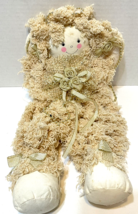 Vintage Fabric Plush Stuffed Christmas Angel Decoration Tan and Gold 15 inches - £13.95 GBP