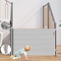 Retractable Baby Gates for Stairs Baby Gate Extends up to 55&quot; Wide 33&quot; Tall Mesh - £65.65 GBP