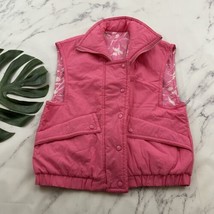 Black Bear Womens Vintage 90s Puffer Vest Size M Pink White Floral Rever... - $34.64