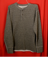 LL Bean Men&#39;s L T-Shirt Henley Lined Long Sleeve Lined Pullover Wool Ble... - $315.36 MXN