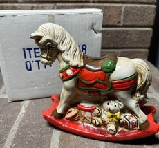 Vintage Ceramic Rocking Horse Coin Money Piggy Bank  Enesco 1981 Hand Pa... - $9.99