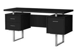 60&quot; Modern Computer Desk w/ Drawers - Black/Grey - £300.98 GBP