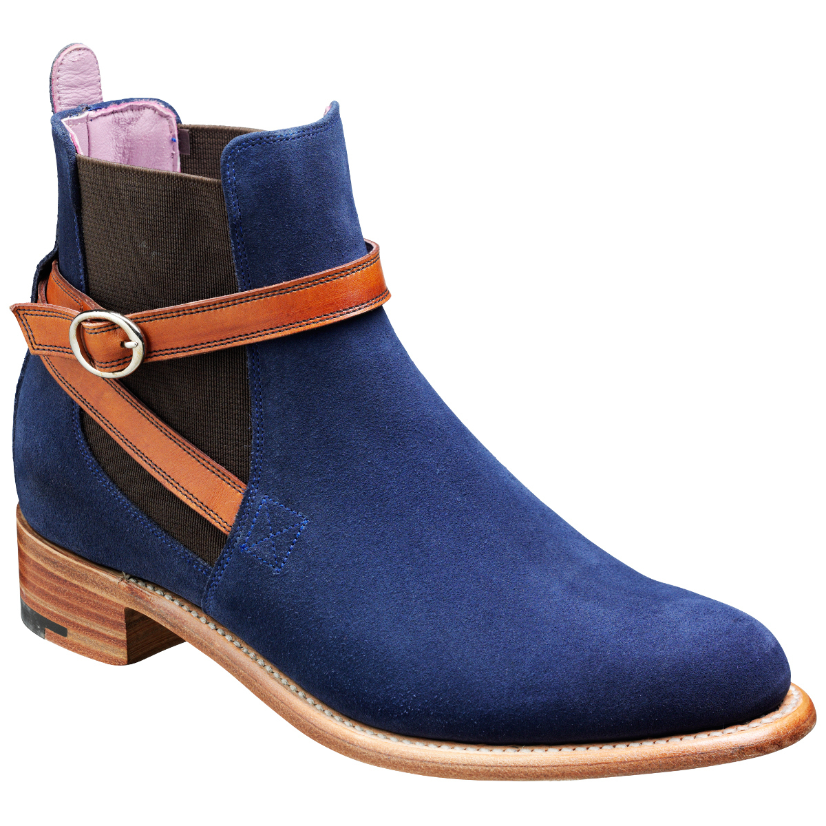 New Handmade Men Jodhpur Style Suede Leather Blue Ankle Boots, Men leather boot
