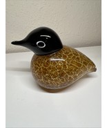 Art Glass Bird Paperweight Brown &amp; Gold W/Black Head 4&quot; Tall - $19.20 CAD
