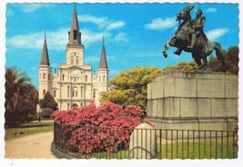 Louisiana Postcard New Orleans St Louis Cathedral &amp; Jackson Monument - £1.70 GBP