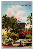 San Miguel Chiesa Antica IN USA Santa Fe Nuovo Messico NM Unp Lino Cartolina S15 - £3.16 GBP
