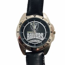 Vintage 90&#39;s NFL Oakland Raiders Silver &amp; Black Fossil Wrist Watch w/Cas... - £33.47 GBP