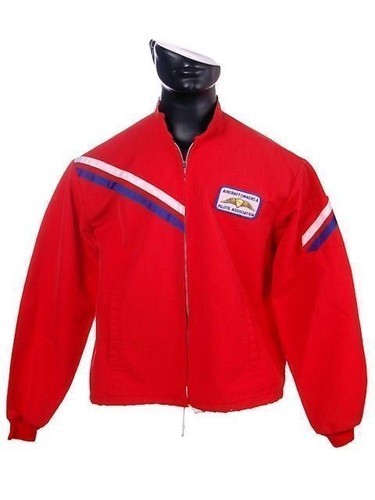 Vtg Retro Mens  Jacket Red Cotton Aircraft Pilots Association Patch 1960... - $133.65