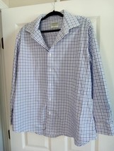 HAGGAR Men Size 17-17 1/2 32/33 Plaided Long Sleeve Button Up Classic Fi... - $19.99