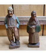Vintage Antique Syroco Wood Figurines Folk Art Elderly Man and Woman 5 t... - $37.67 CAD