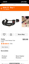 1-1/8 in. Quick-Release Tube Cutter - $12.00