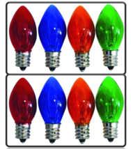 Celebrations UYRU2212-XCP10 Christmas Light Bulbs C7 Multicolored 5W 4-c... - $36.90 MXN