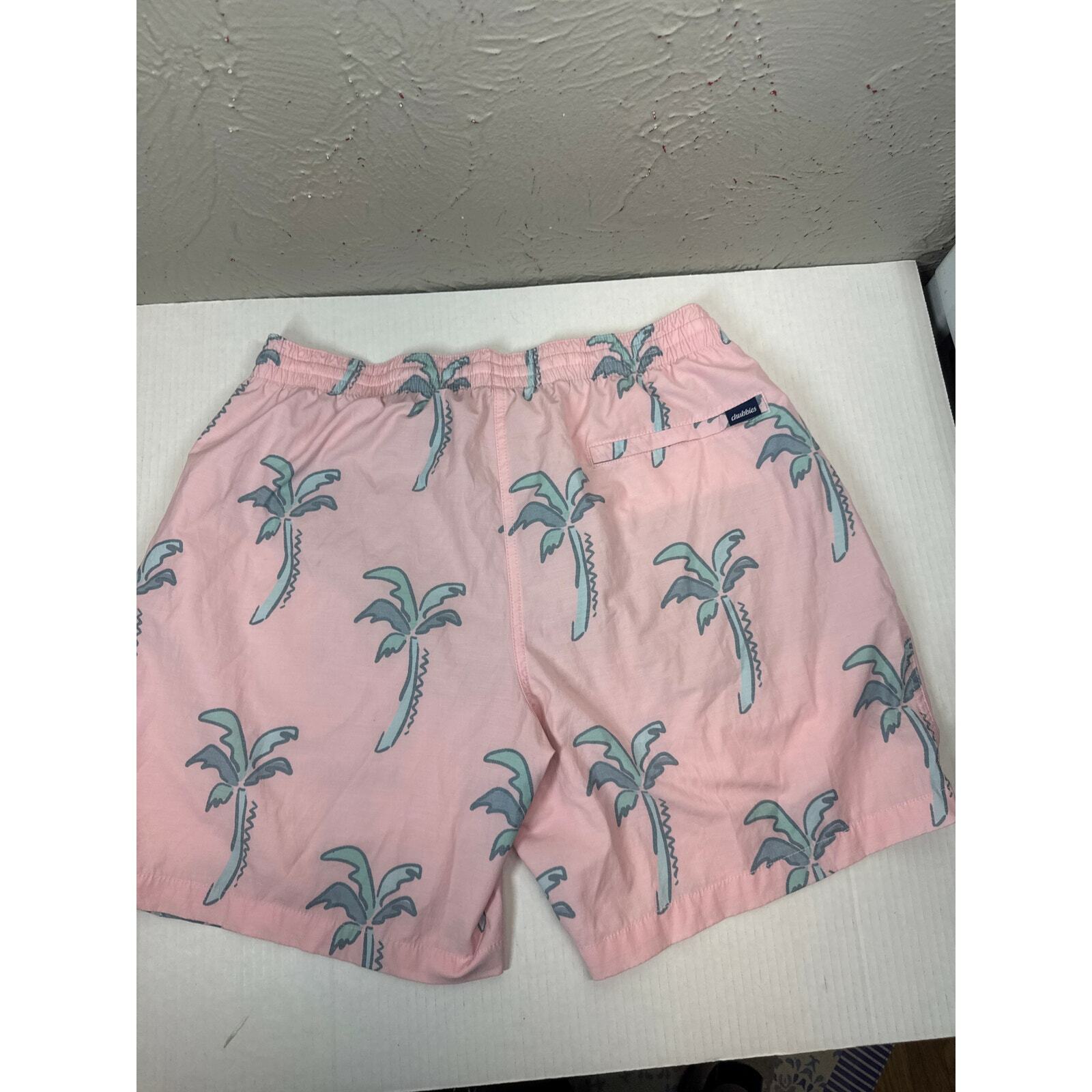 Chubbies Lotta Coladas 7” Swim Trunks Pink Blue Palm Trees Lined Elastic Size XL Item image 2