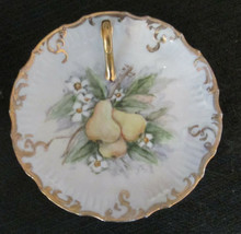 China Dish Plate Fruit Porcelain  with Handle Gold trim 6&quot; Signed Jenkins - $14.39