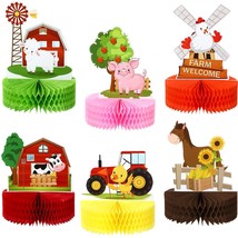 6 Pieces Farm Animals Honeycomb Centerpieces Farm Themed Cake Balls Table Topper - £15.14 GBP